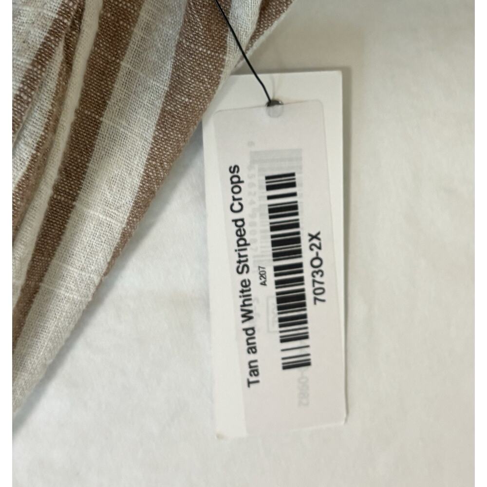 Tribal Linen Blend Pants Cropped Wide-Leg Striped Coastal Vacation Size XXL NWT - Picture 7 of 10